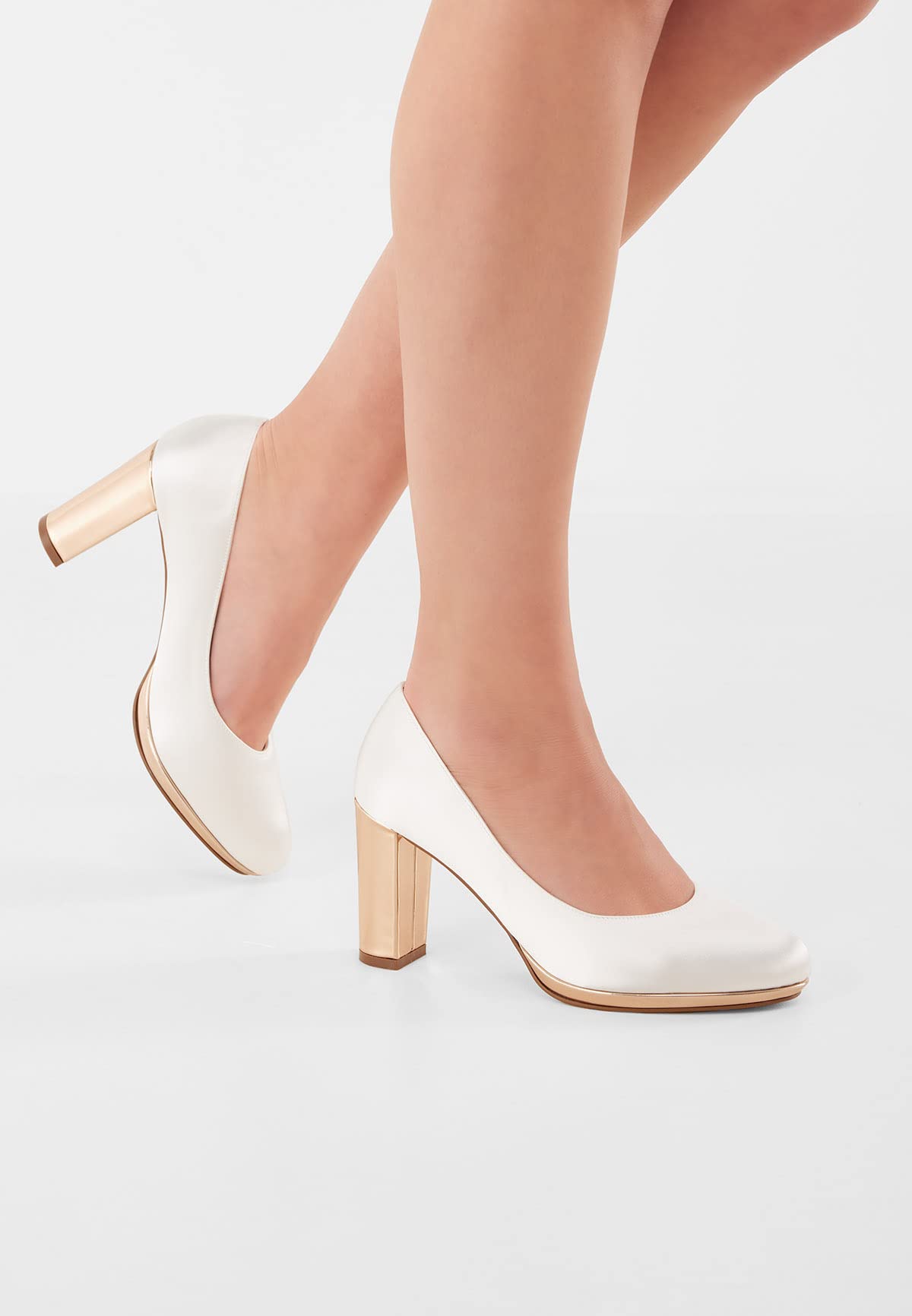 Rainbow Club Luxe Clair Pumps Satin Ivory Plateau 8 cm
