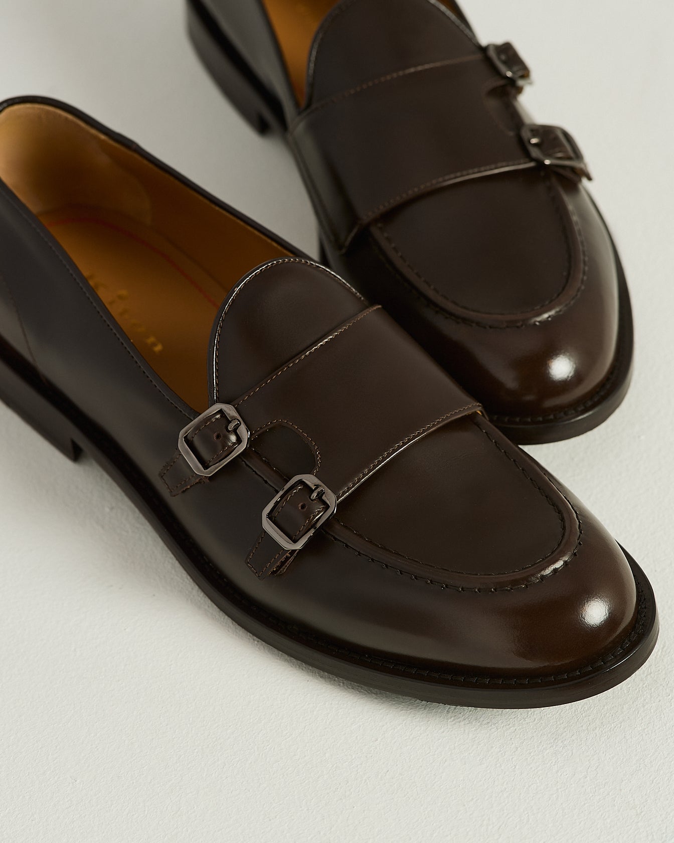 Kiton Double-Monk Loafer Kalbsleder Dunkelbraun Schnalle