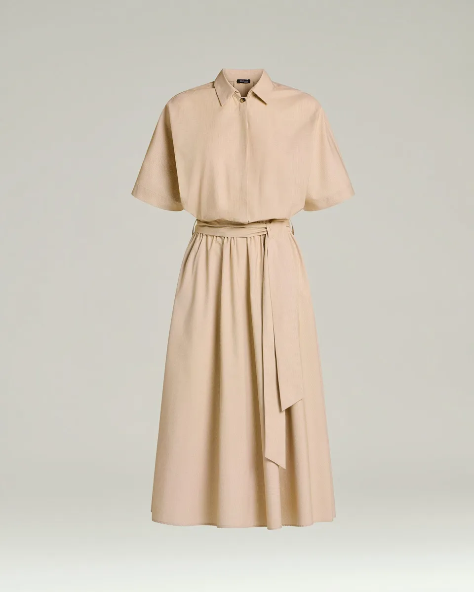 Kiton Dresses Belted Orange Kleid Gr.40 Nylon Seide Midi