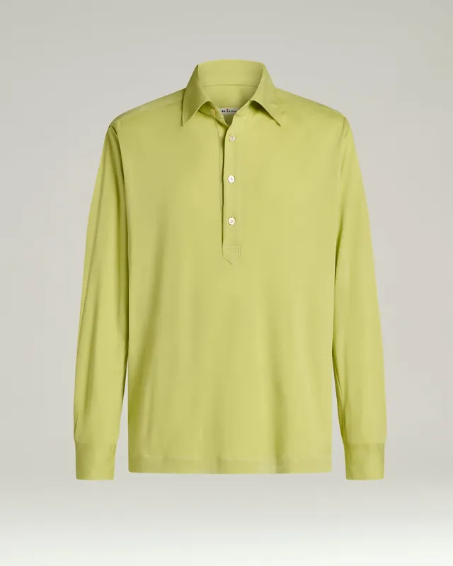 Kiton Cotton Jersey Polo Langarm grün Baumwolle Herren