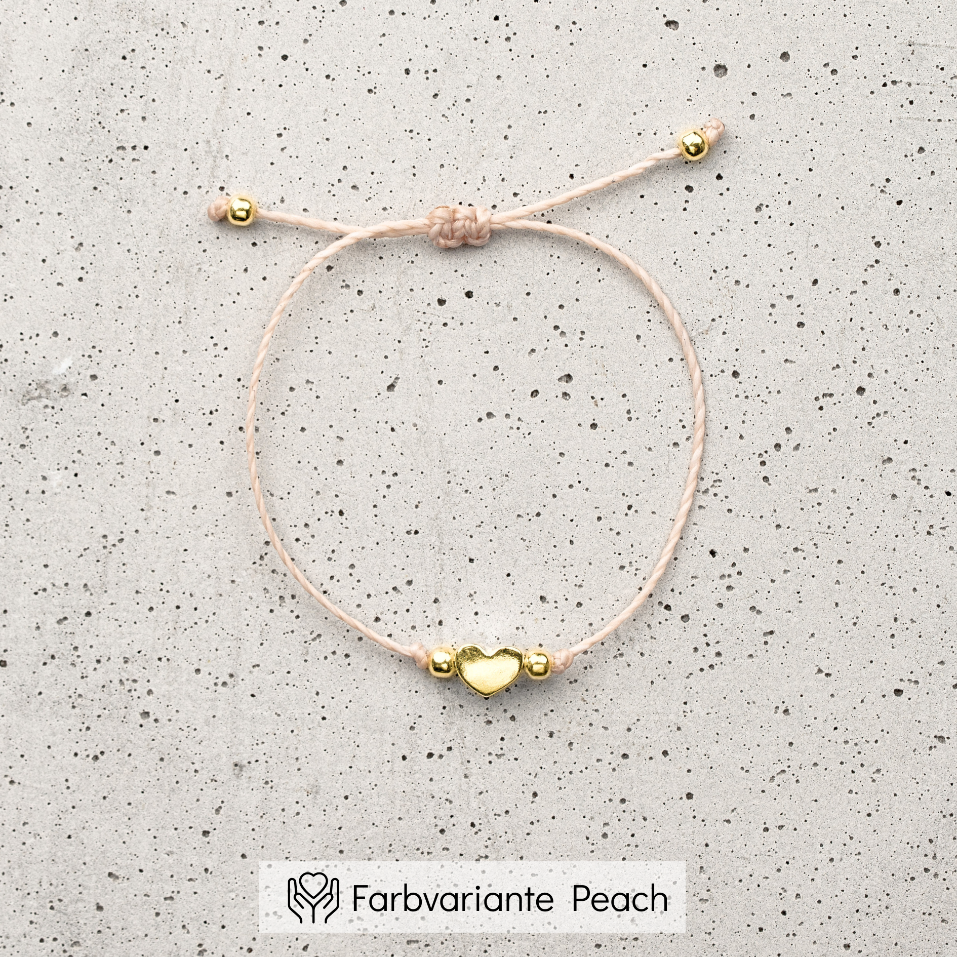 Perlenbräute Armbänder Trauzeugin Makramee Armband Gold Peach Herz
