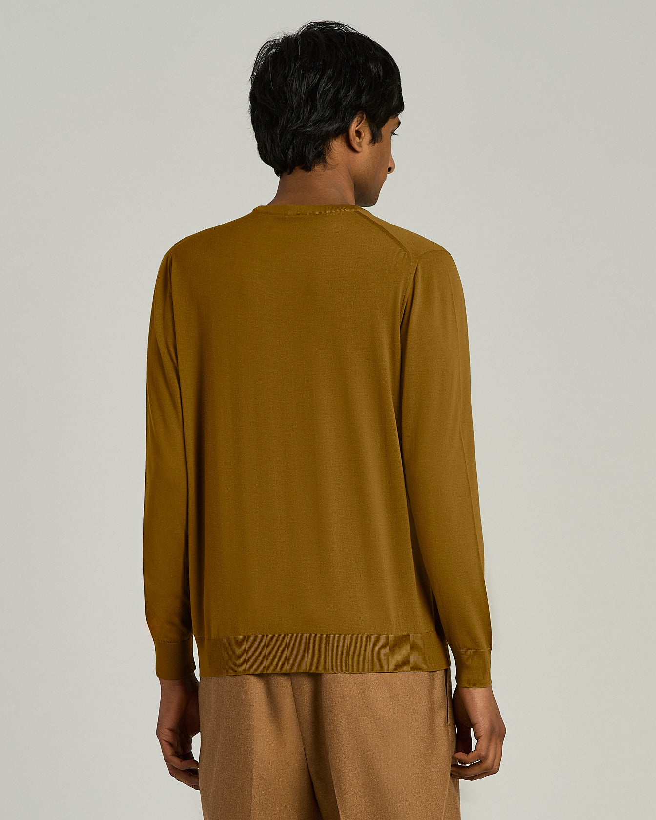 Kiton Knitwear Cognac 14-Micron Wool Sweater Gr. L Wolle