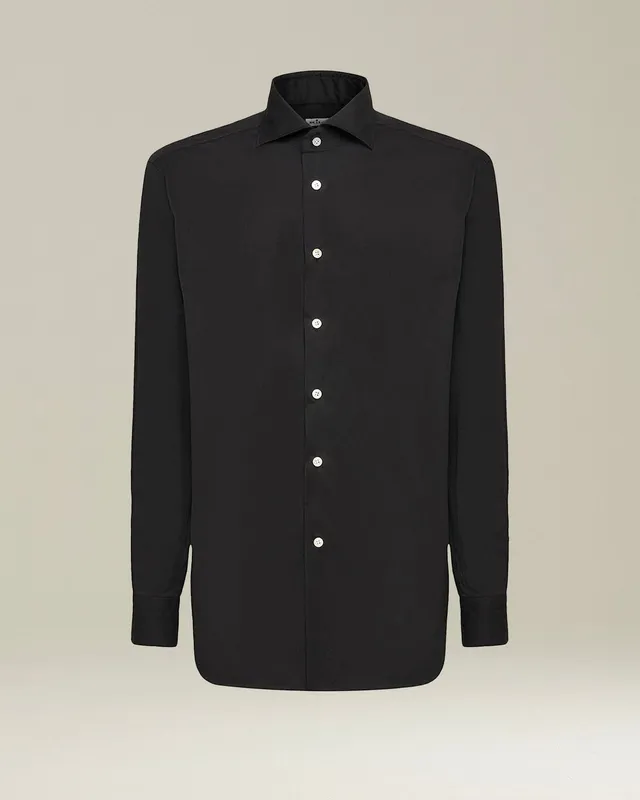 Kiton Hemd Baumwolle schwarz Herrenhemd