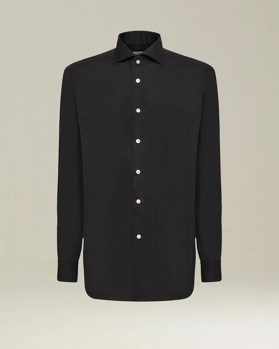 Kiton Hemd Baumwolle schwarz Herrenhemd