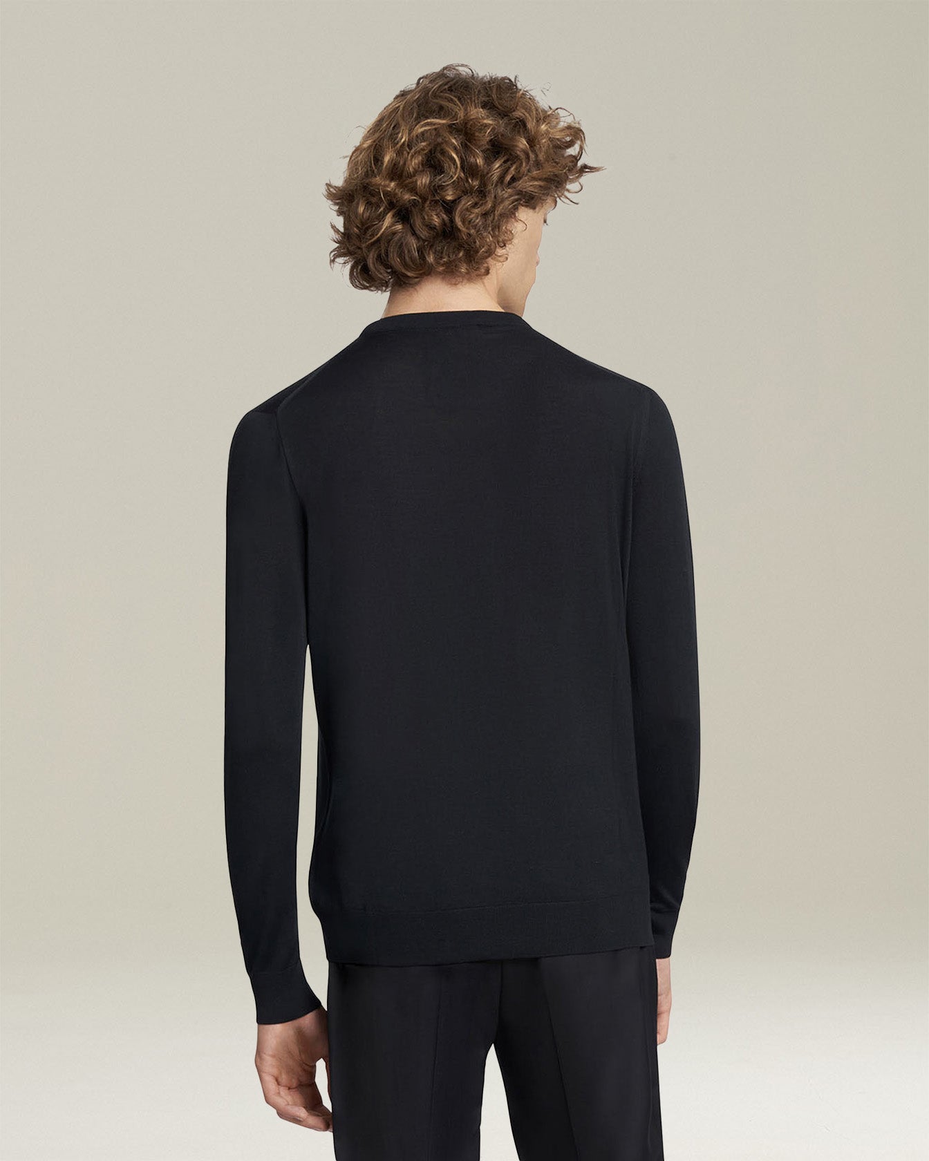 Kiton Knitwear Jersey Roundneck Pullover Wolle Schwarz