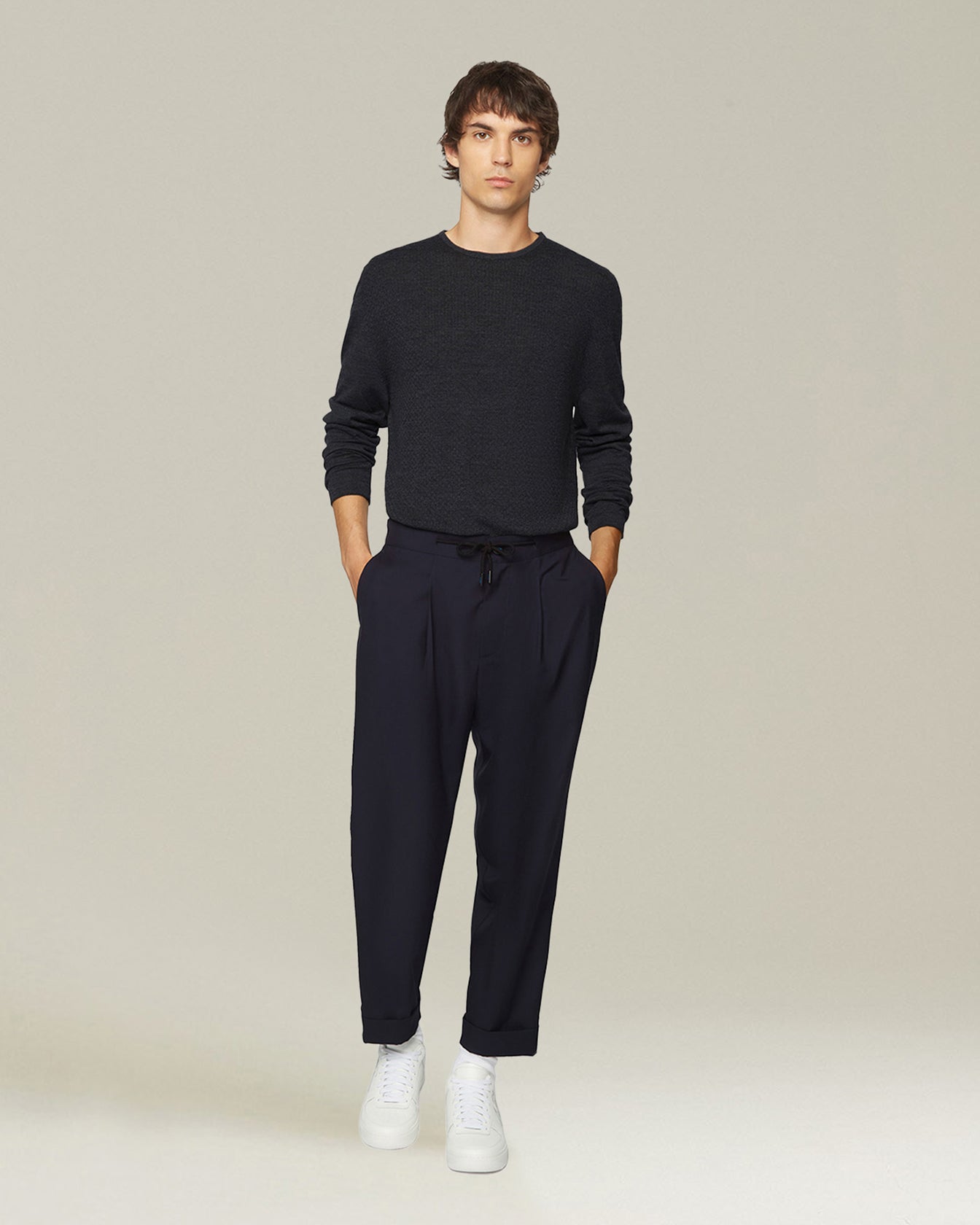 Kiton KNT Rundhals Pullover Wolle Seide Herren Strickpullover