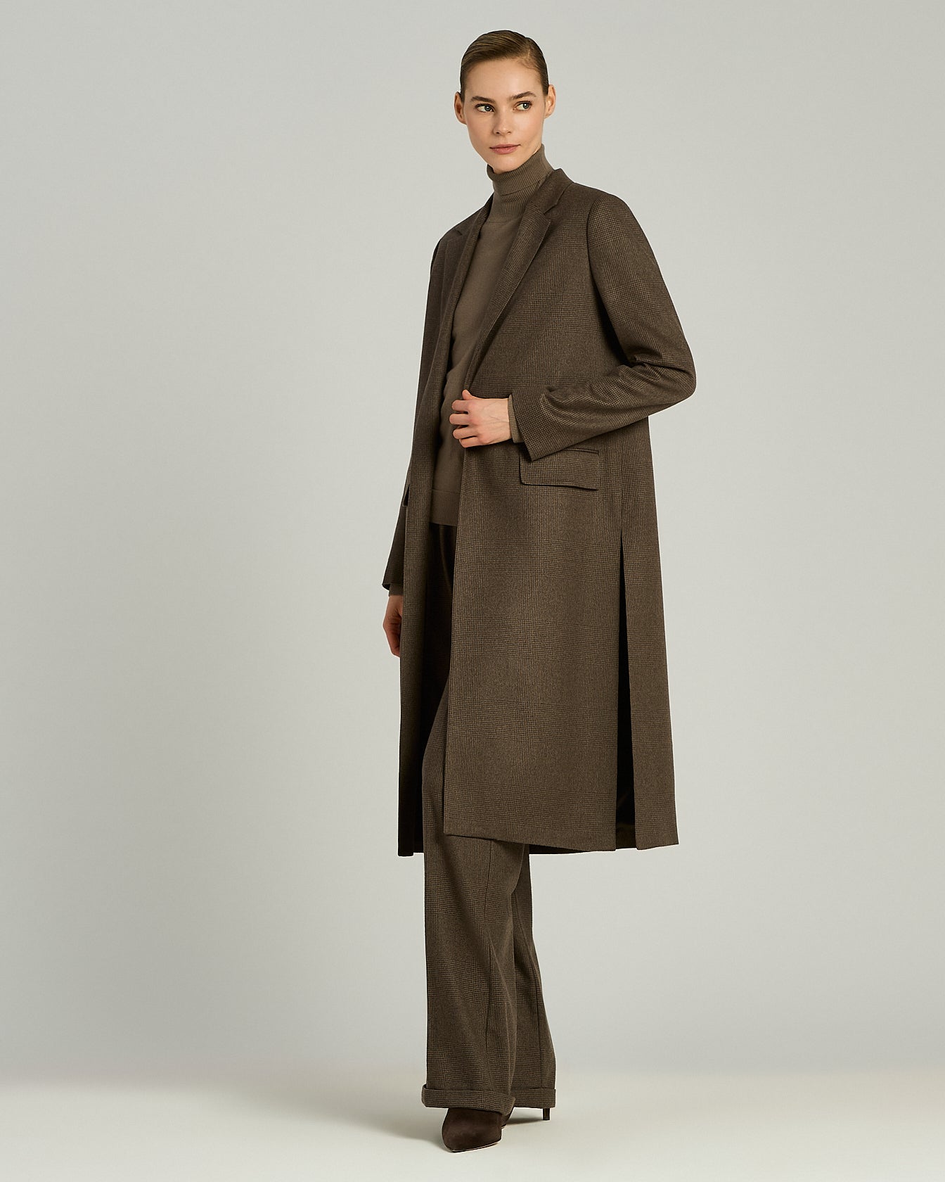 Kiton Outerwear Taupe Cashmere Mantel Kaschmir Gürtel