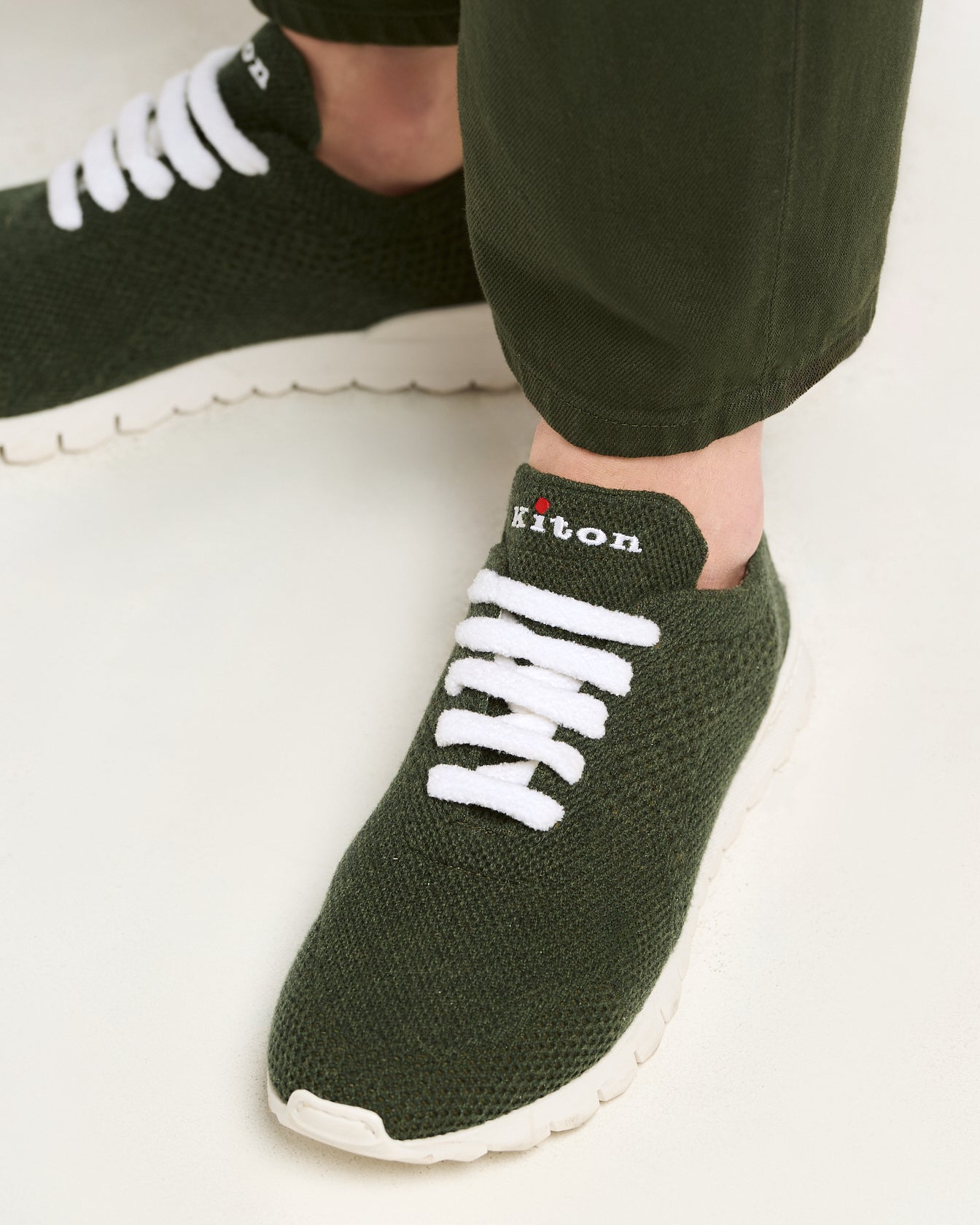 Kiton Shoes FIT PINE GREEN Sneakers Kaschmirstrick Gr. 41