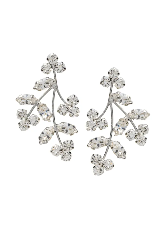 Elizabeth Bower Crystal Triplet Cluster Ohrstecker Rhodium