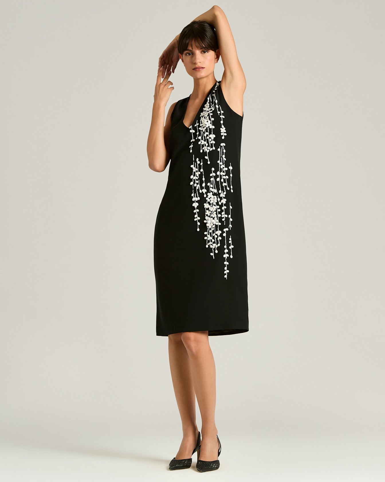 Kiton Dresses Black Silk Dress Seidenkleid schwarz Stickerei