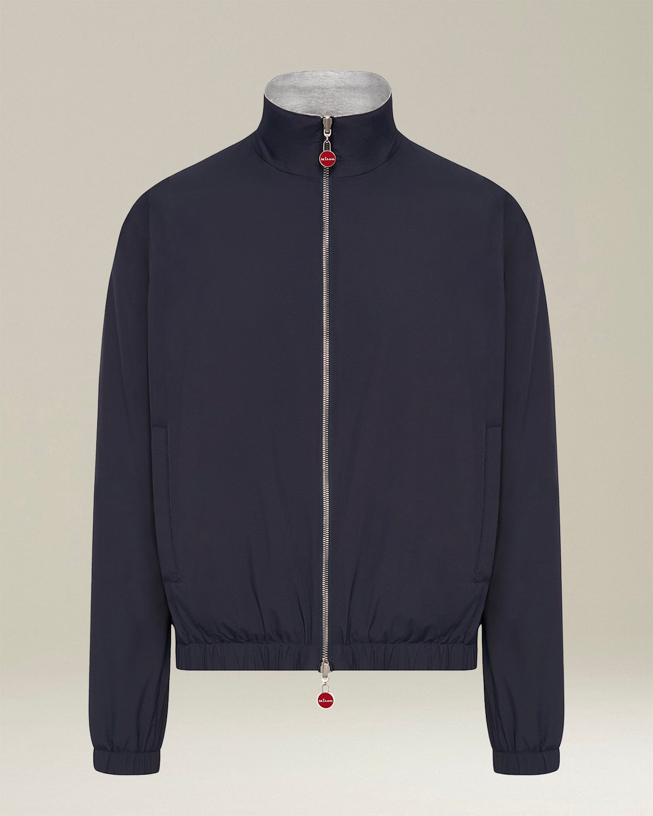 Kiton Outerwear Giubbotto Bomberjacke navy grau Seide