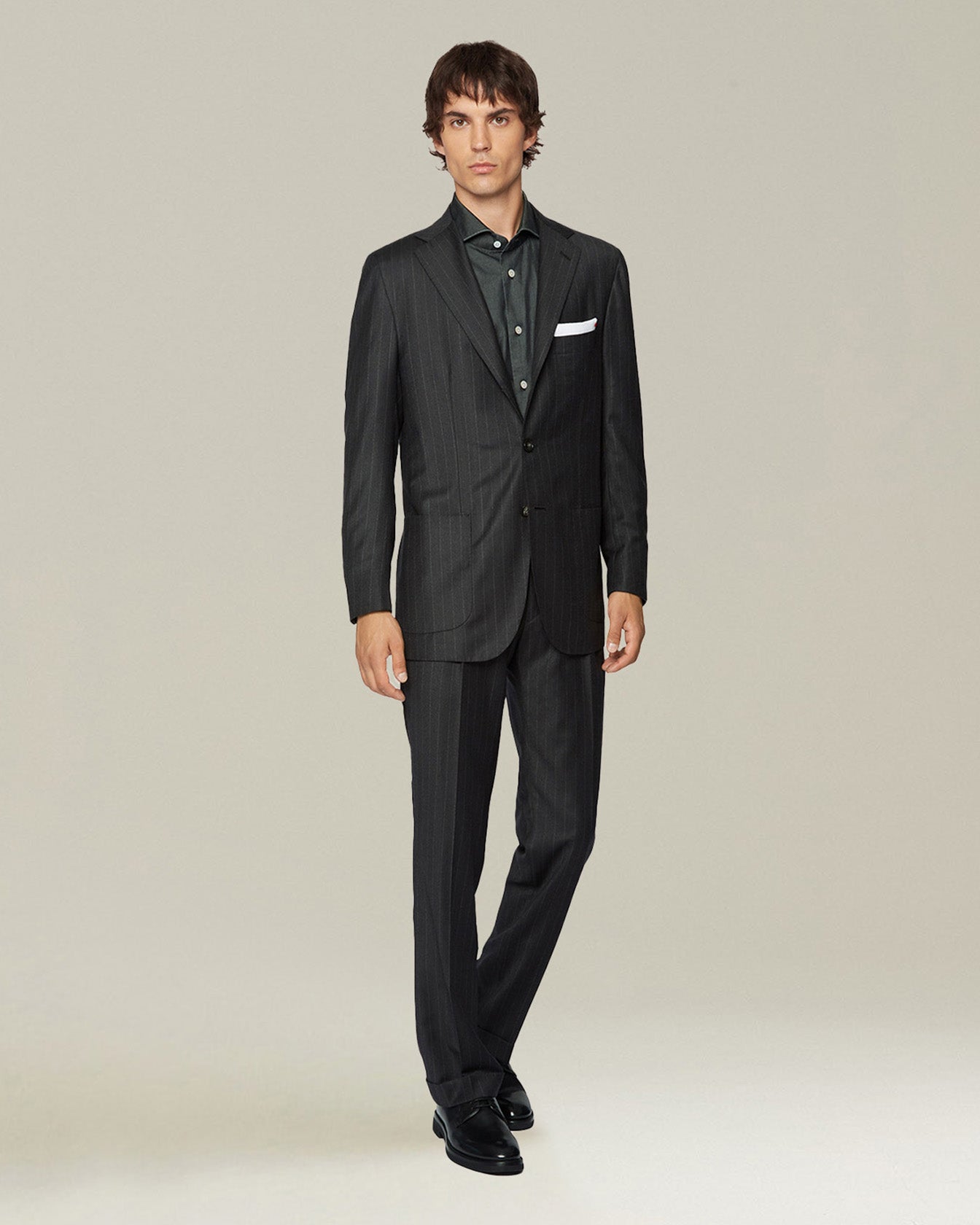 Kiton Pinstripe Anzug Wolle Nadelstreifen Herren