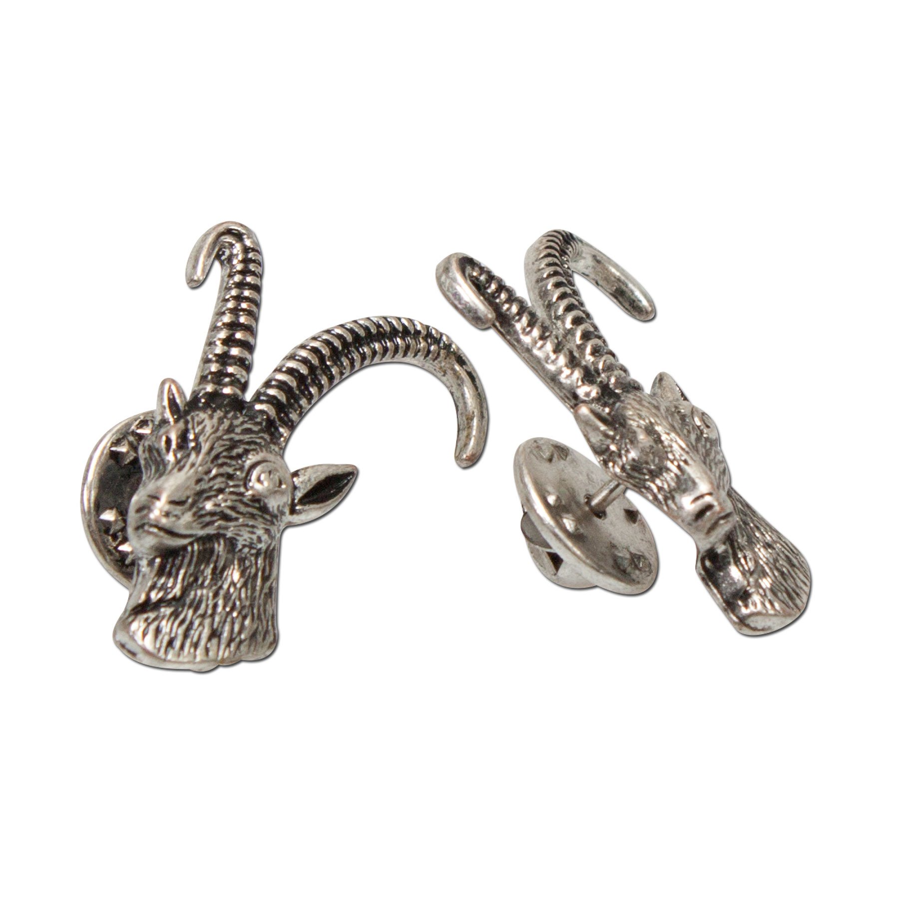 Alpenflüstern DAHEIM Gamsbock Ansteck-Pins 2er-Set silber