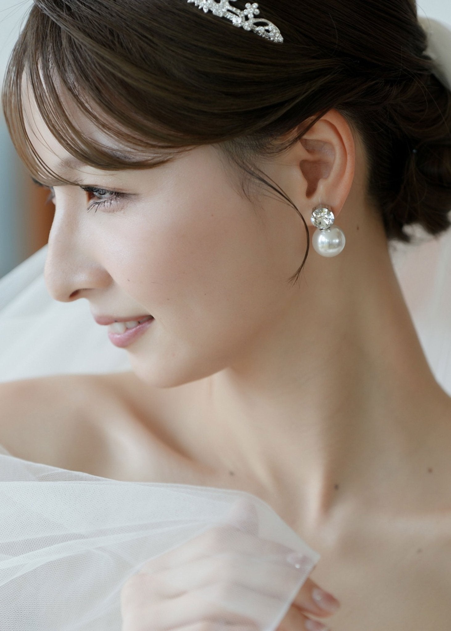 Elizabeth Bower Duet Ohrstecker Perle Kristall Rhodium