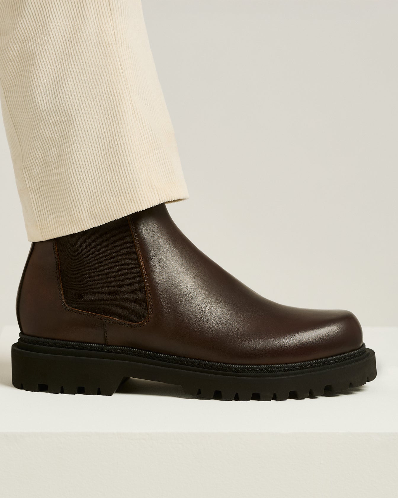 Kiton Brown Calfskin Chelsea Boot Leather Sole Stiefel Braun