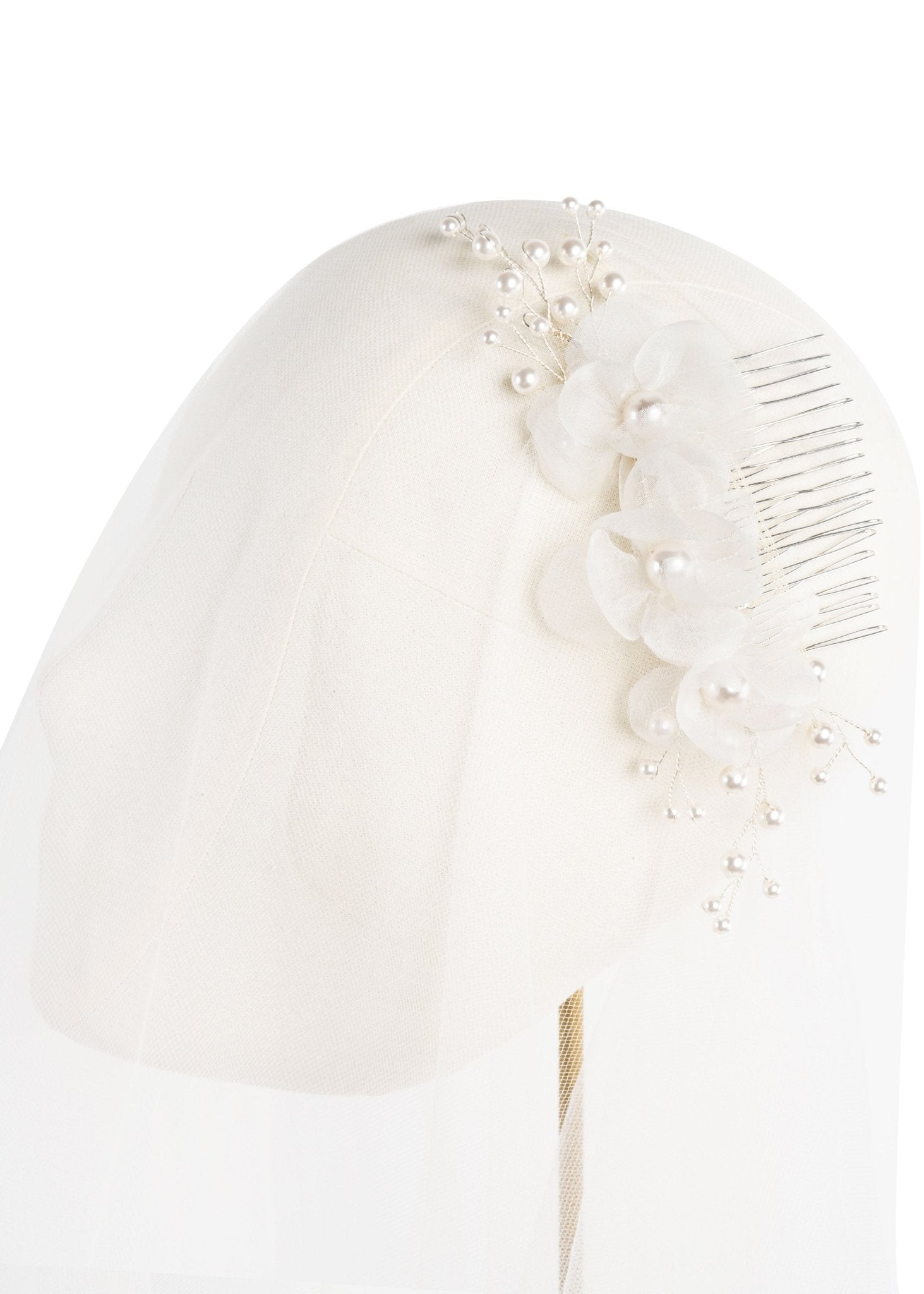 Elizabeth Bower Flutter Pearl Haarkamm Perle Ivory Rhodium