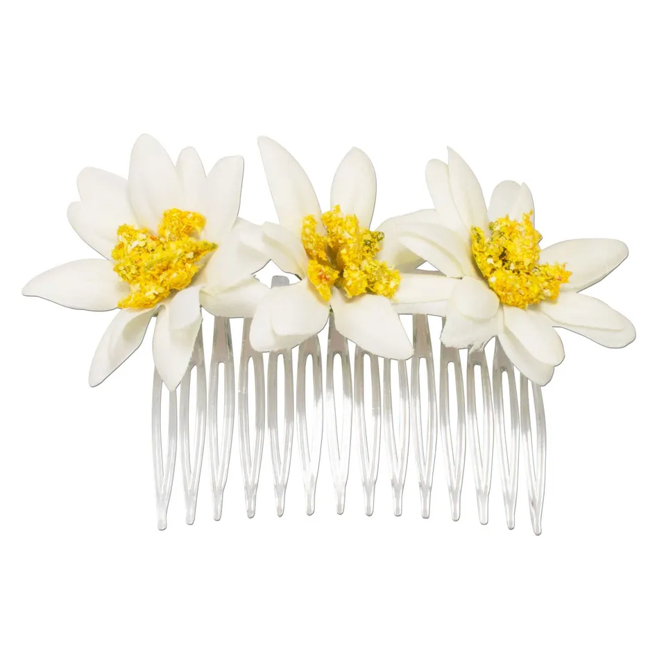 Alpenflüstern DAHEIM Haarkamm ADV100 Edelweiß creme-weiß 7cm