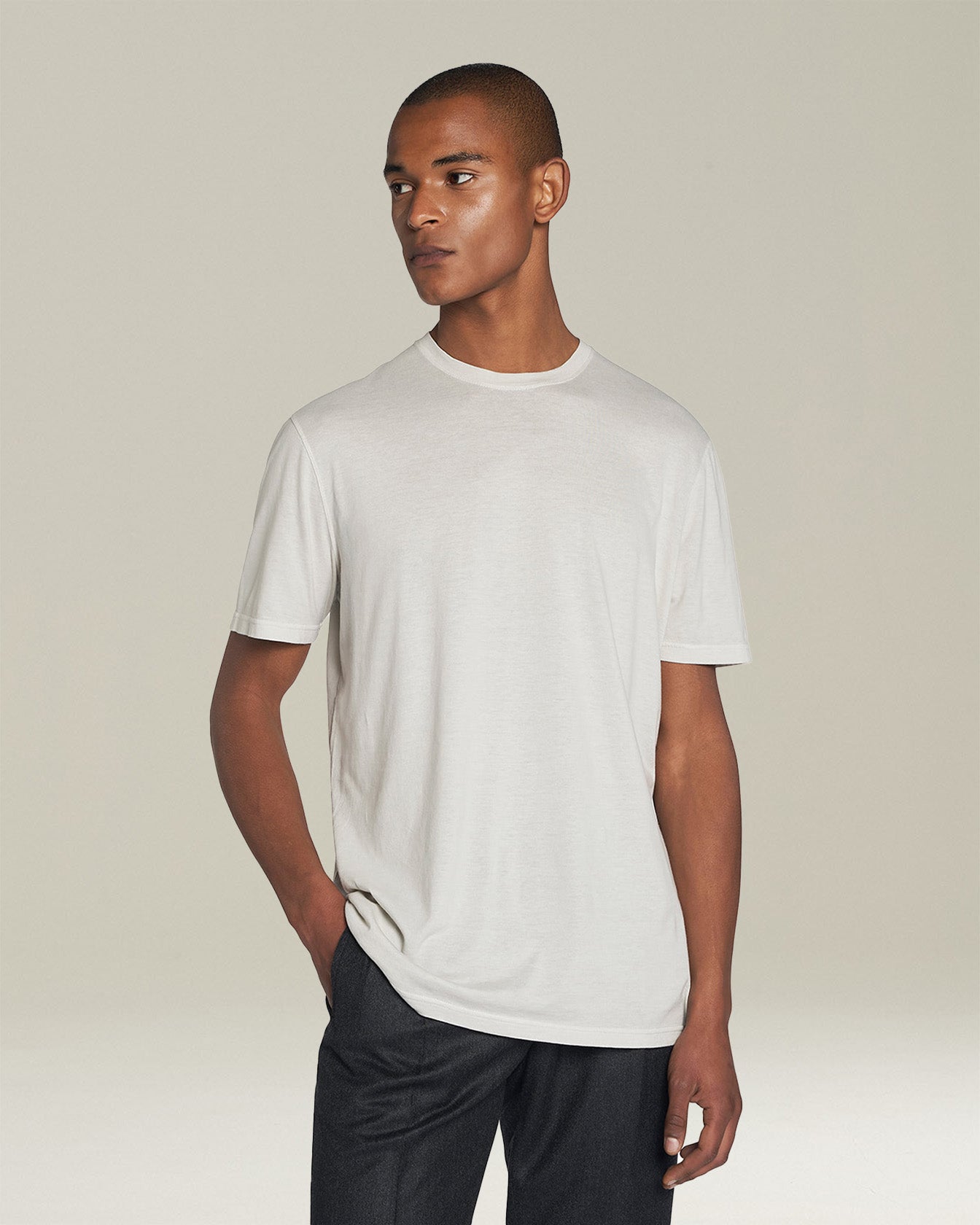 Kiton Jersey T-Shirt S/S Cotton T-Shirt beige