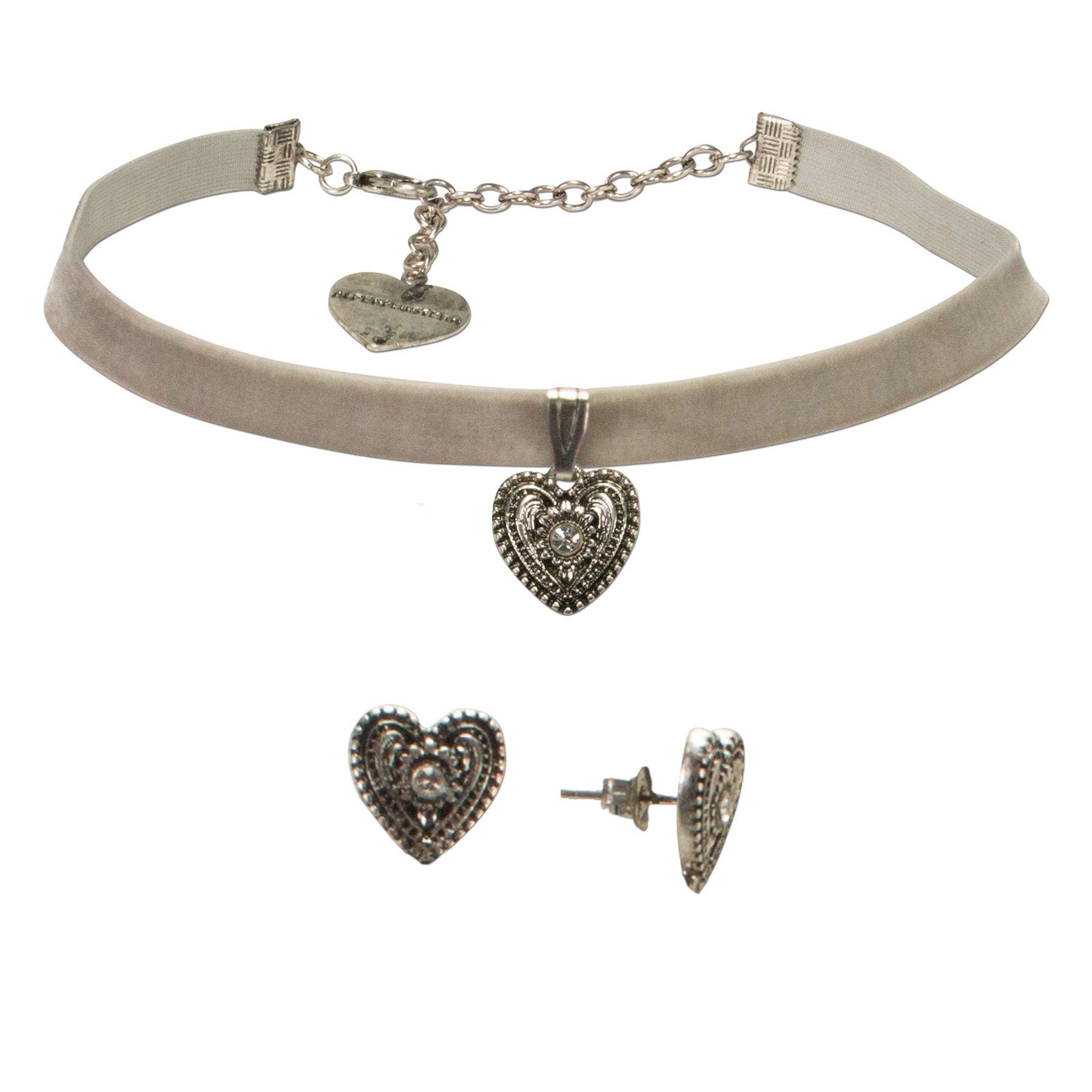 Alpenflüstern DAHEIM Schmuck-Set Kropfband Ohrstecker schwarz