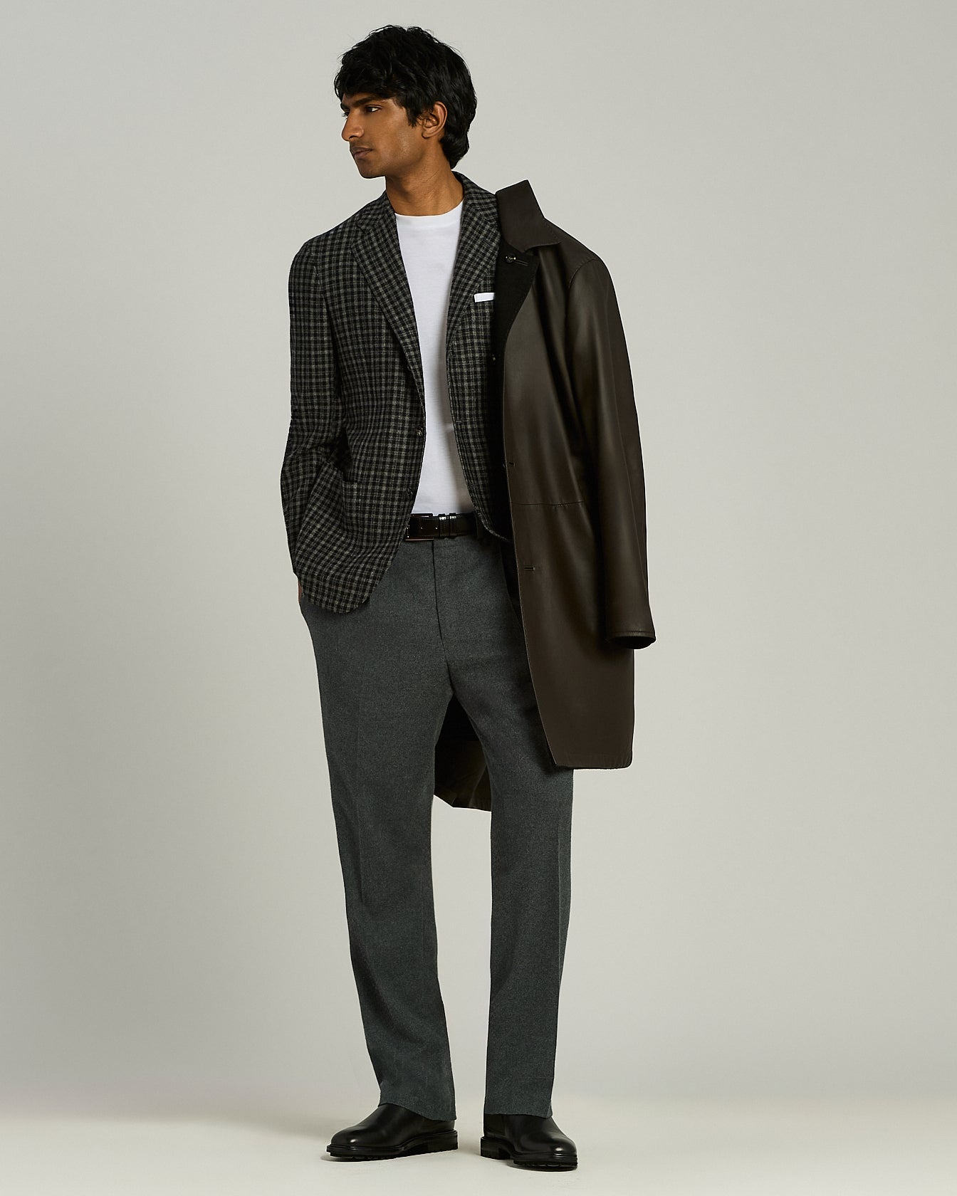 Kiton Gray Cotton Hose Baumwolle Grau Bundfalte