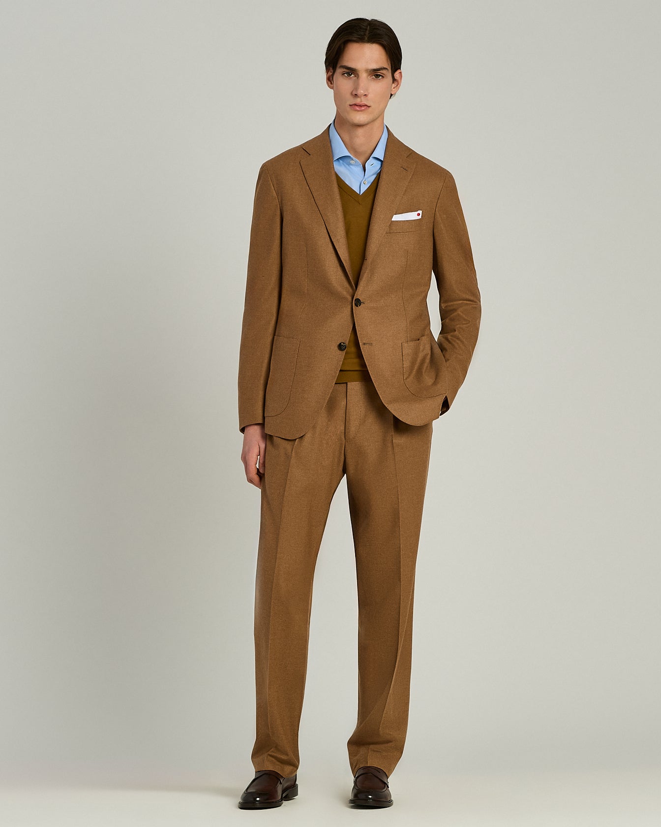 Kiton Beige Wool Cashmere Anzug Einreihig Wolle Gr 50