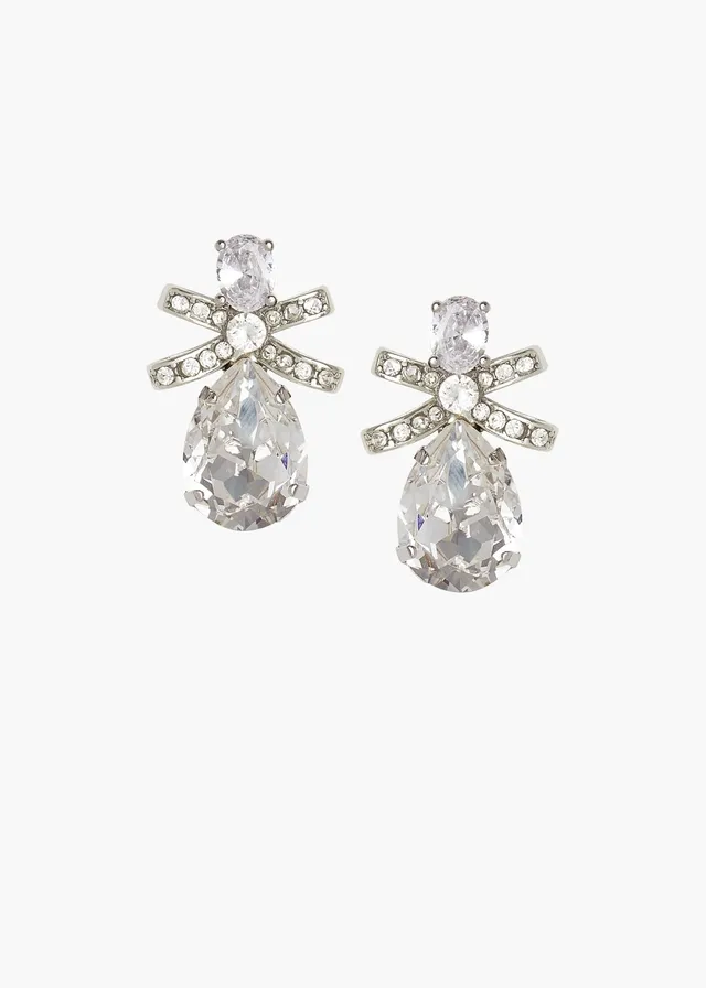 Elizabeth Bower Bow Braut Ohrstecker Kristall Gold