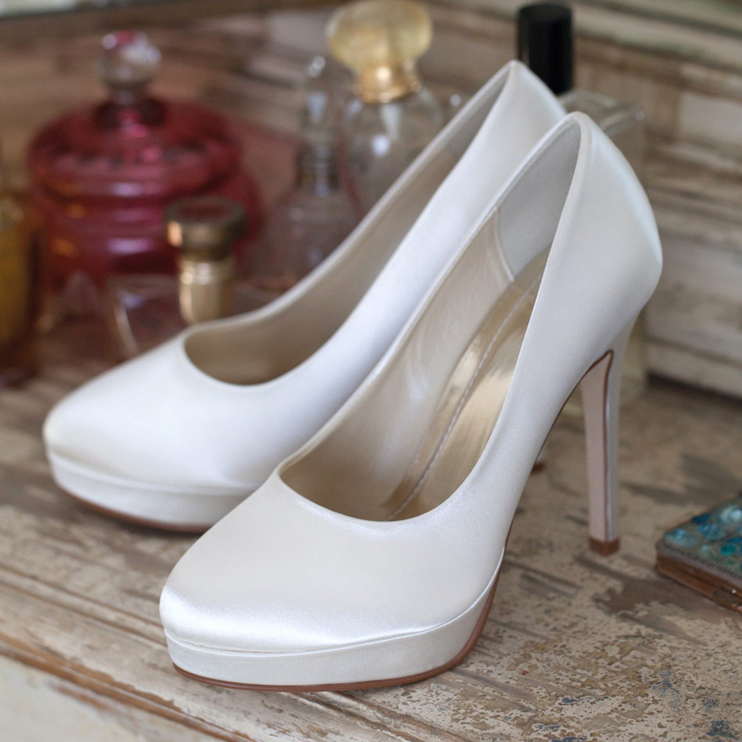 Rainbow Club Timeless Cindy Plateau-Pumps ivory Satin 11cm