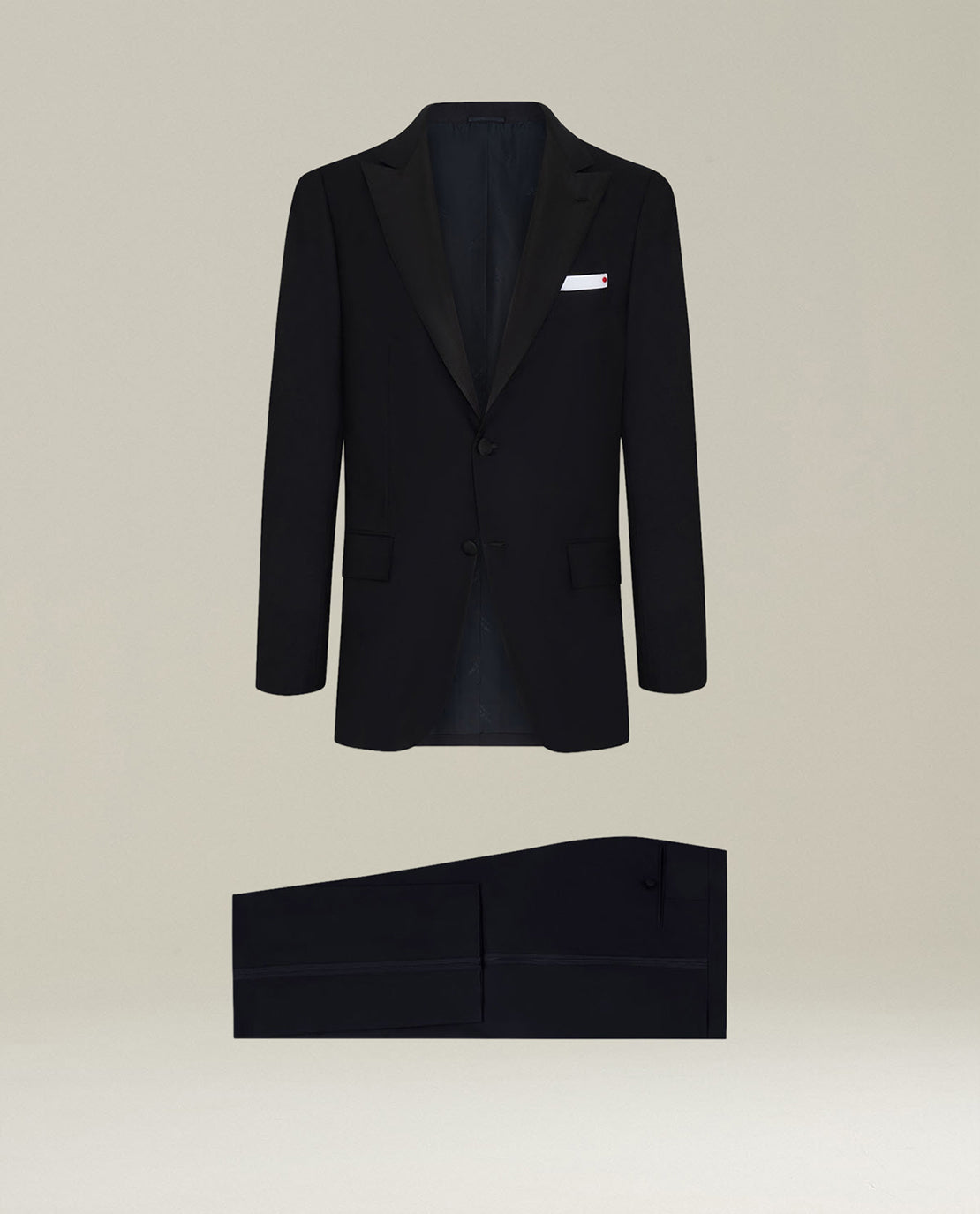 Kiton Suits Smoking Schwarz Gr 50 Wolle Satin-Revers