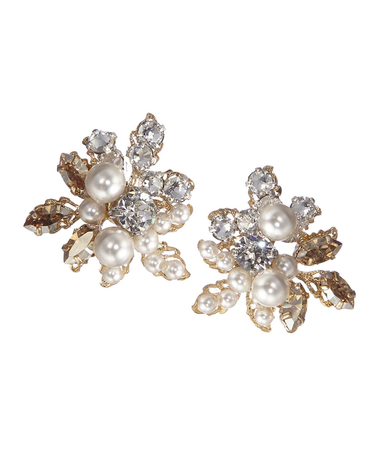 Elizabeth Bower Corsage Cluster Ohrstecker Gold Clip 30 mm