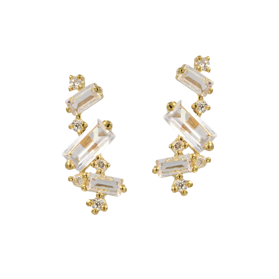 Juvelan Creativity Ohrstecker Baguette Kristall Silber 1,5 cm