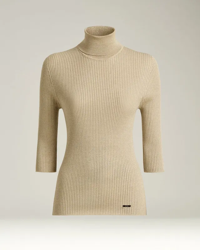 Kiton Knitwear Turtleneck Pullover 40 Beige 3/4-Arm