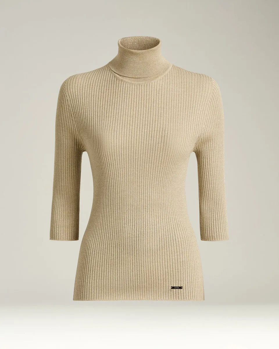 Kiton Knitwear Turtleneck Pullover 40 Beige 3/4-Arm