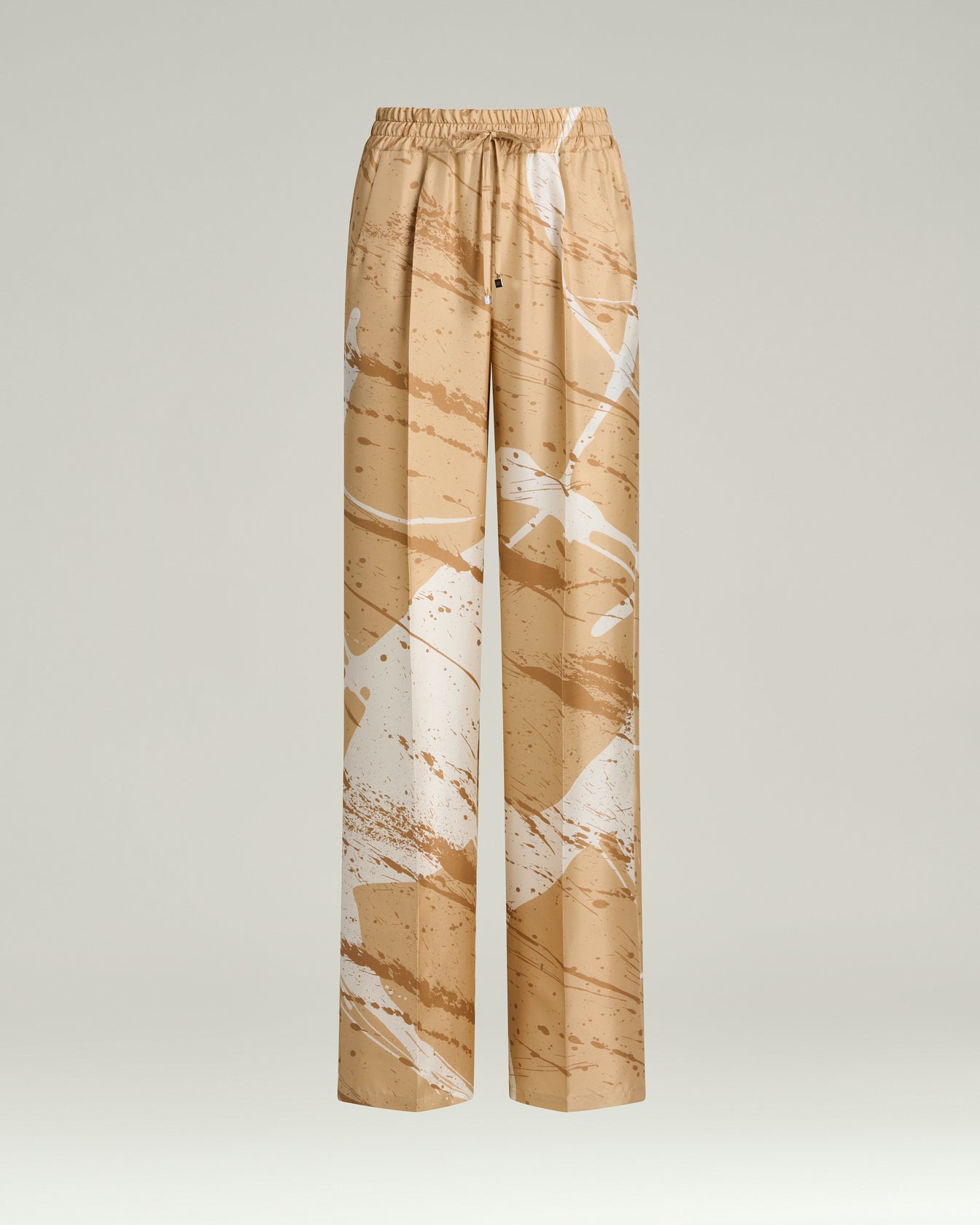 Kiton Wide Leg Hose Seide Kamel abstrakt
