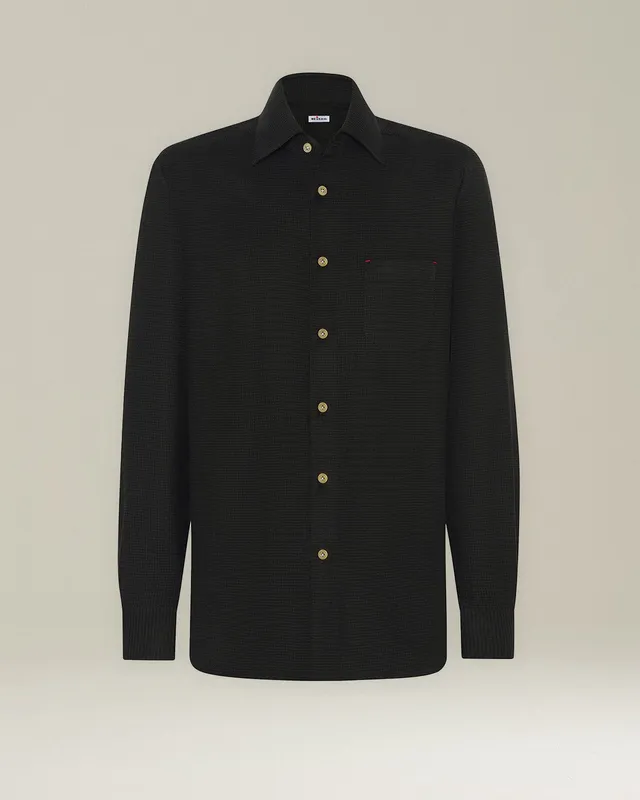 Kiton Nerano Houndstooth Flanellhemd Baumwolle Herren