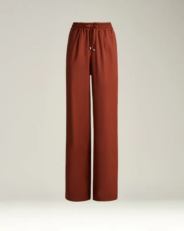 Kiton Palazzo Hose Wolle Terracotta elastisch
