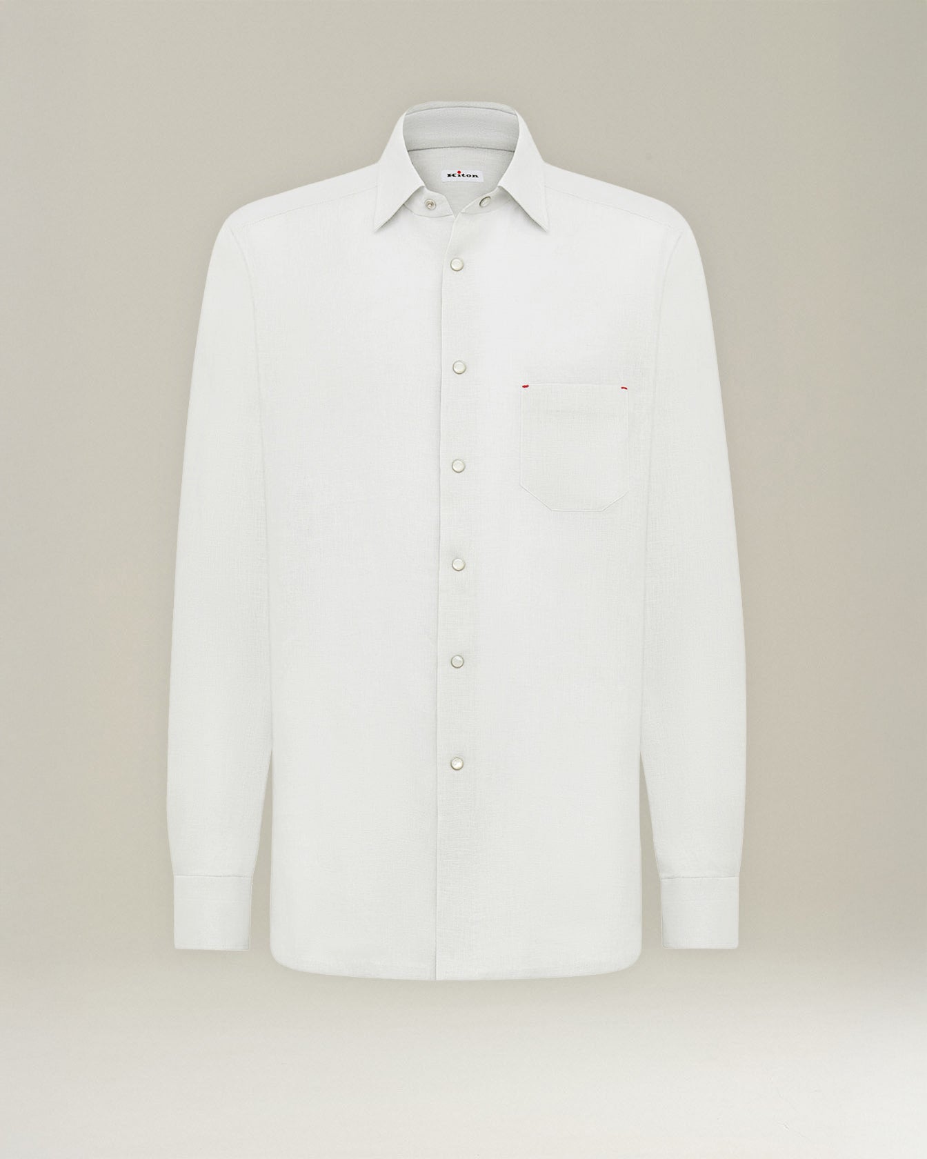 Kiton Shirts Nerano Hemd Leinen Brusttasche Natur