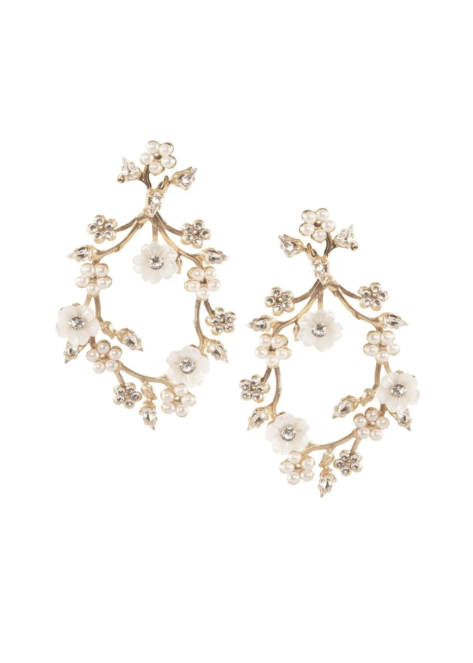 Elizabeth Bower Sakura Blossom Mini Floral Hoops Braut Ohrringe Rhodium
