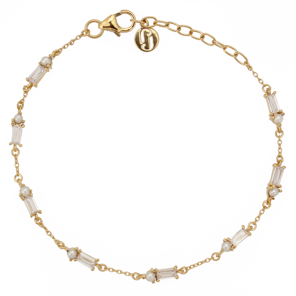 Juvelan Muse Armband Silber 15 cm Perlen Baguette