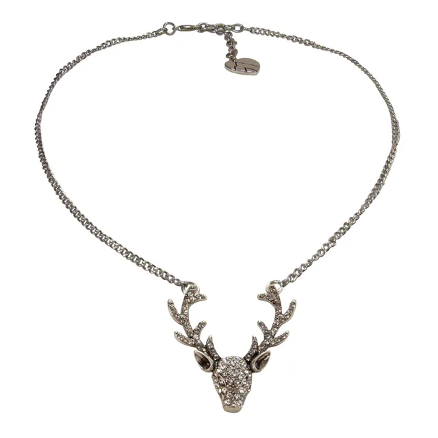 Alpenflüstern DAHEIM Glitzer-Hirsch DHK331 Kette antik-silber