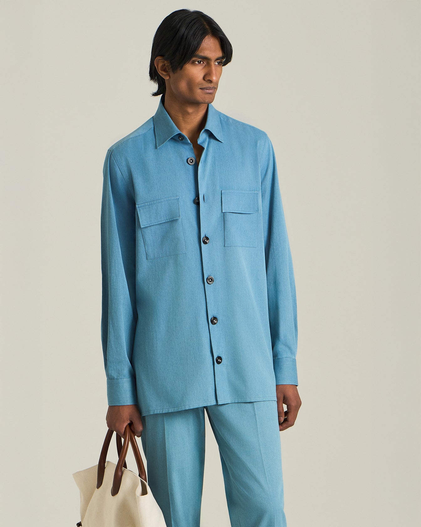 Kiton Shirts Overshirt Cotton Délavé Herren Hemd Denim