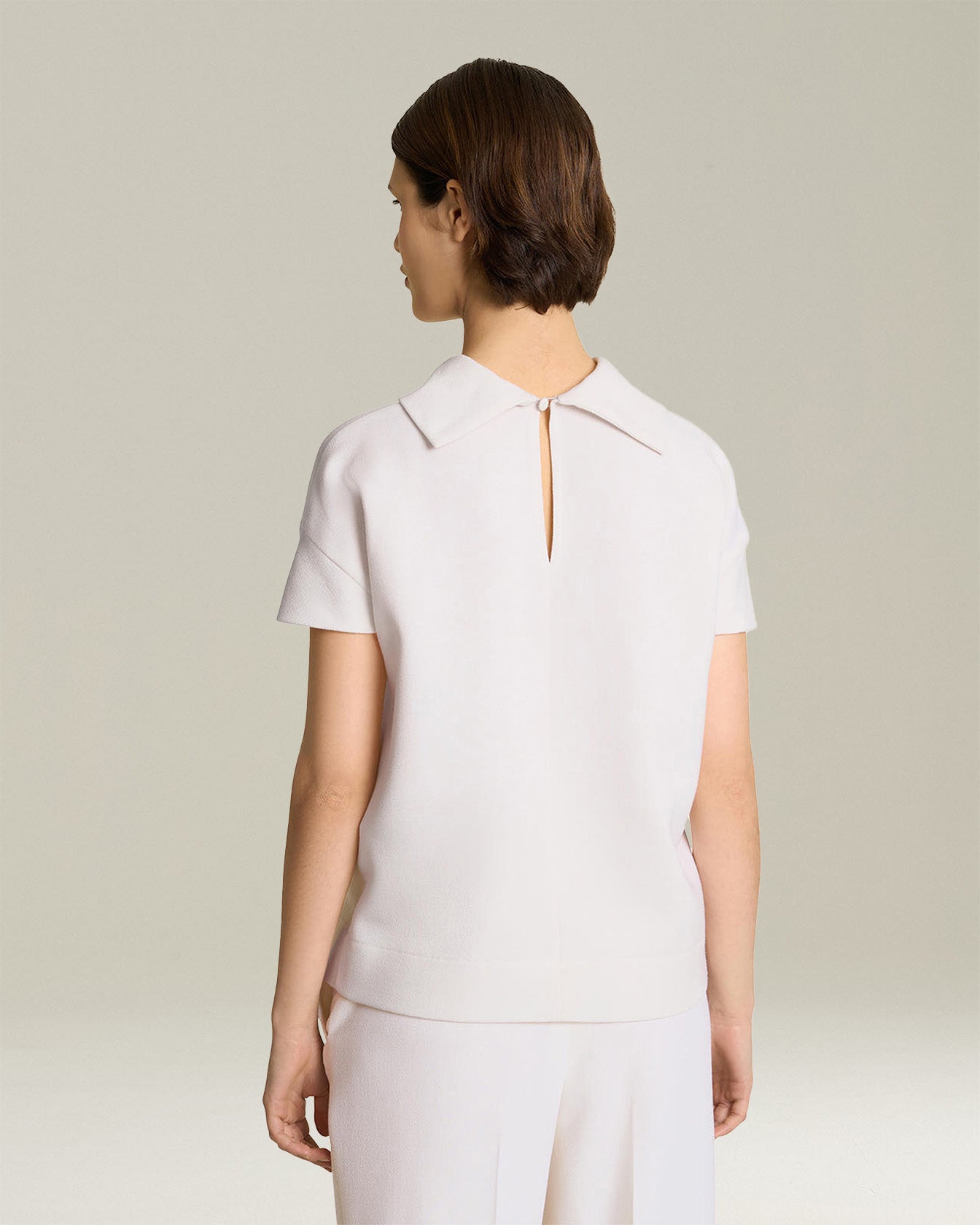 Kiton Wool Mock Neck Bluse Kurzarm Wolle