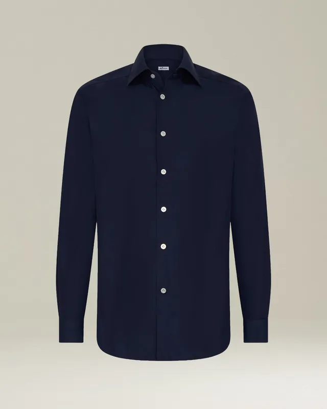 Kiton Shirts Denim Hemd nachtblau Perlmutt Gr. 40