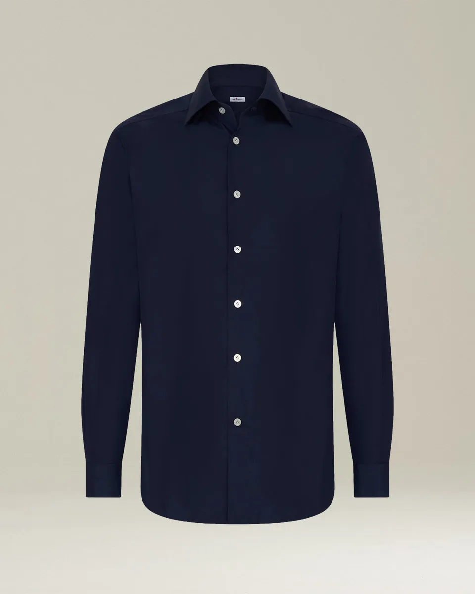 Kiton Shirts Denim Hemd nachtblau Perlmutt Gr. 40