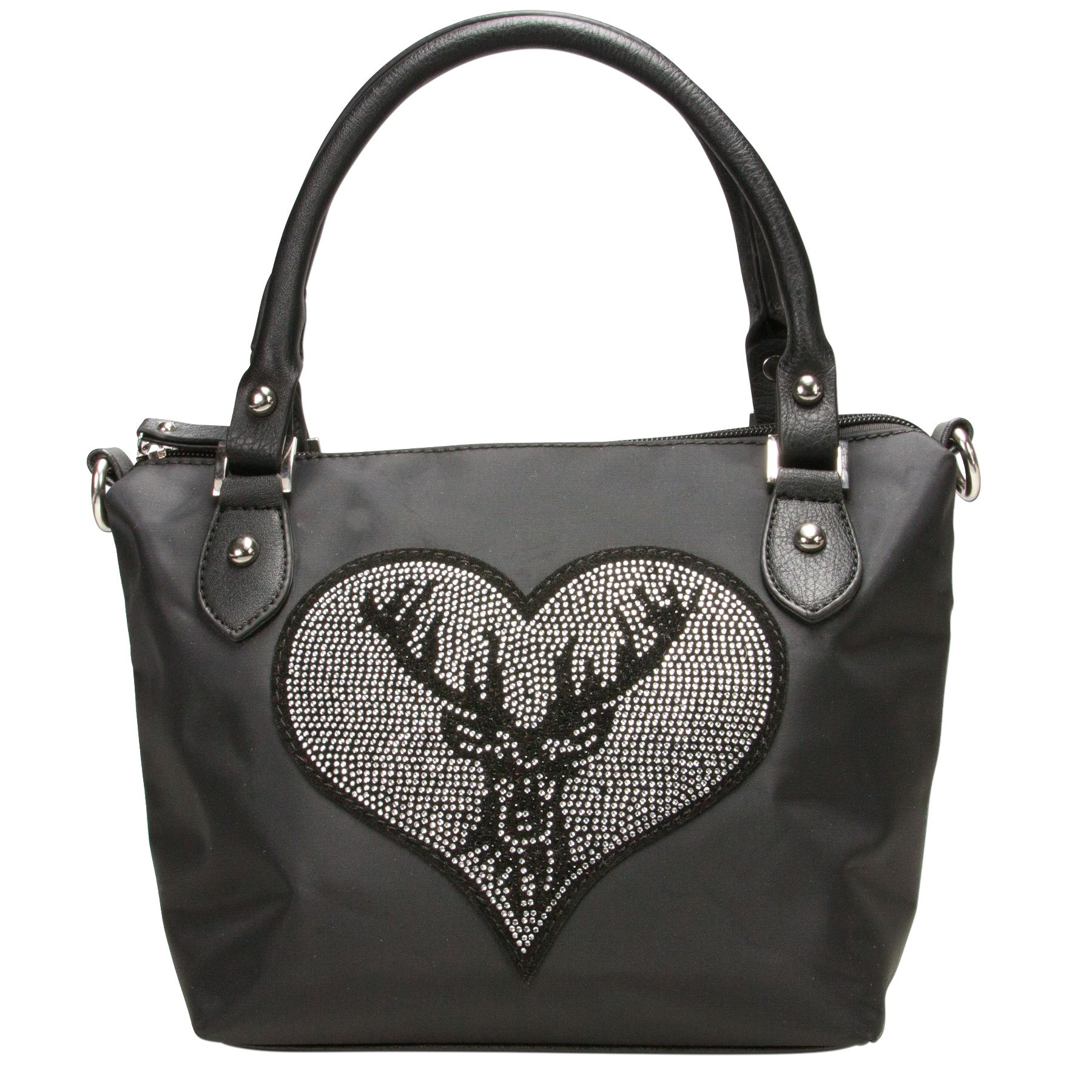 Alpenflüstern DAHEIM Trachten-Handtasche Strass-Hirsch Schwarz