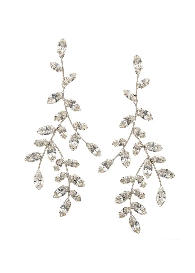 Elizabeth Bower Crystalla Chandelier Ohrringe Rhodium Clip