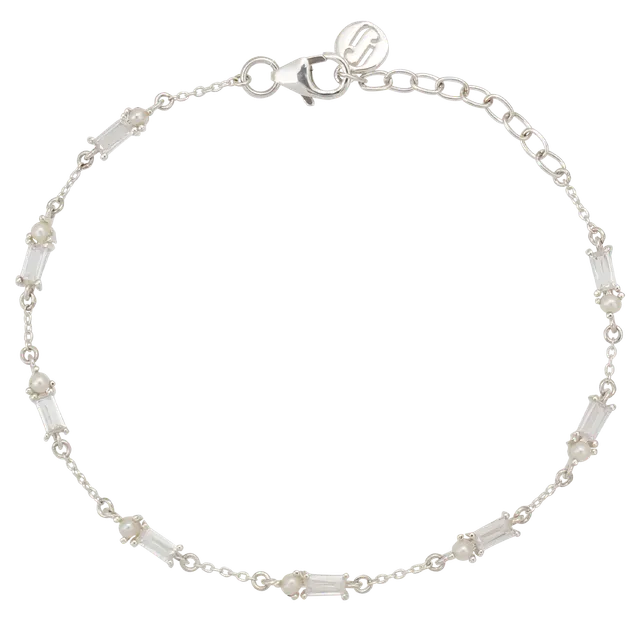 Juvelan Muse Armband Silber 15 cm Perlen Baguette