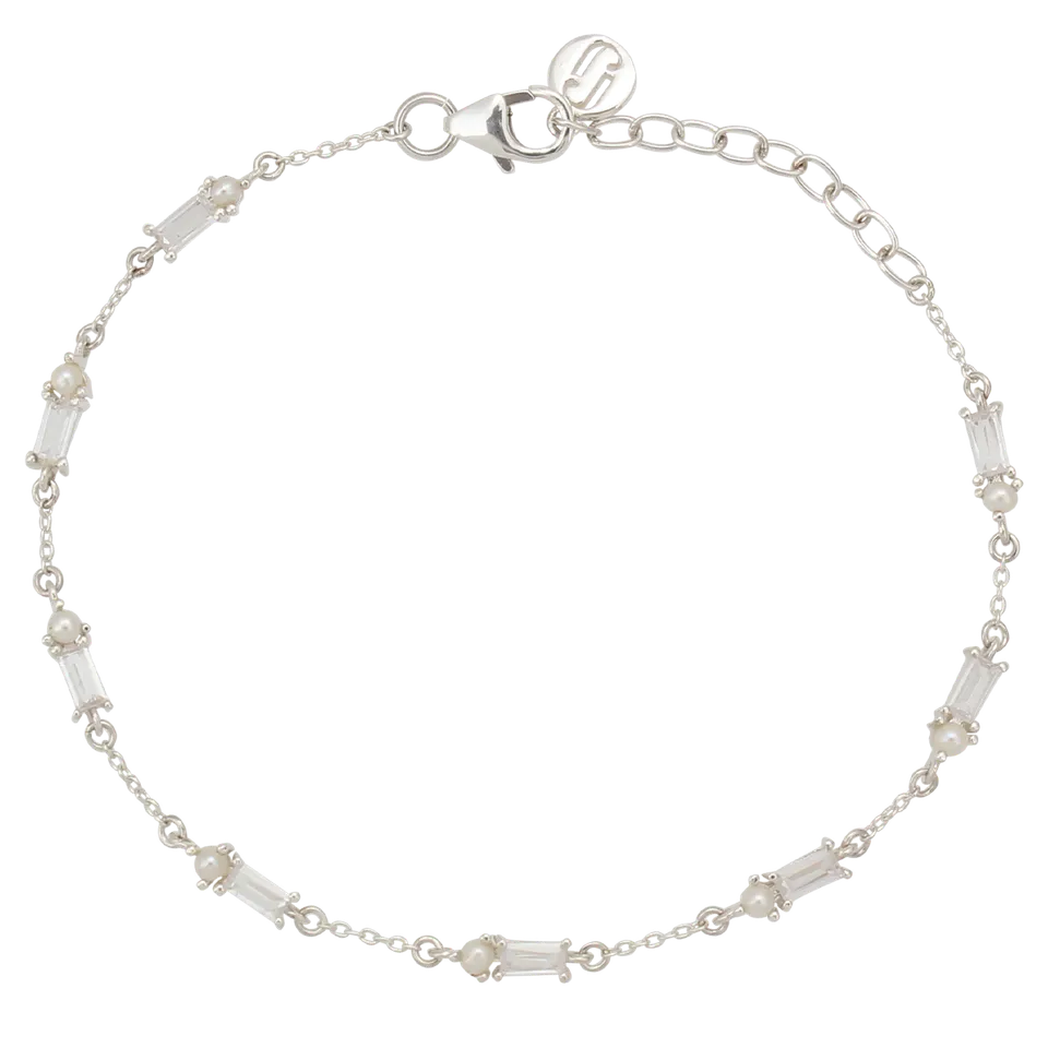 Juvelan Muse Armband Silber 15 cm Perlen Baguette