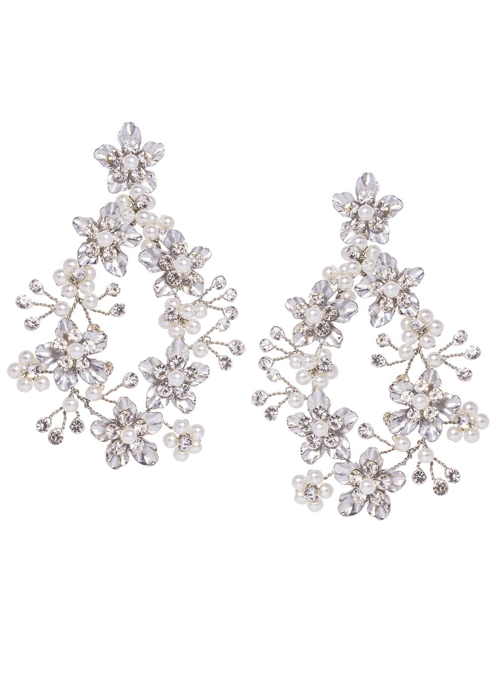 Elizabeth Bower Spring Floral Hoop Ohrringe Rhodium