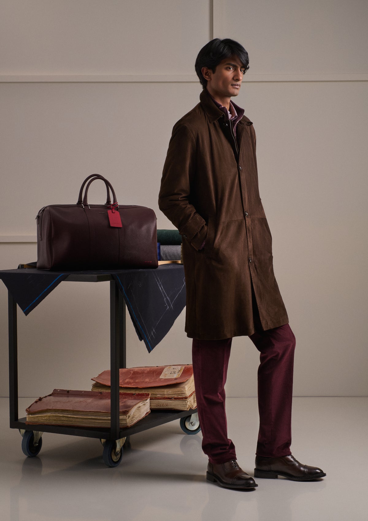 Kiton Bags Wallets Wine Red Reisetasche TU Kalbsleder