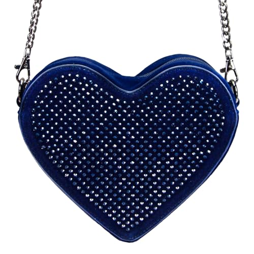 Alpenflüstern DAHEIM DTA106 Dirndltasche Samtherz blau Strass